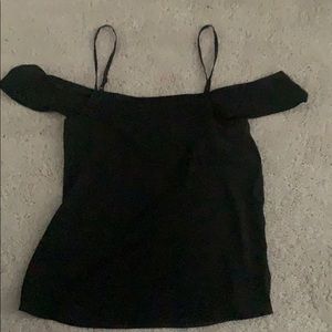 Off the shoulder black silk top | Express